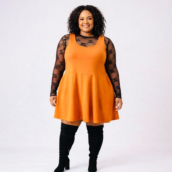 Torrid Lace Long Sleeve Tops - Black, White, and Tan - Picture 11 of 11